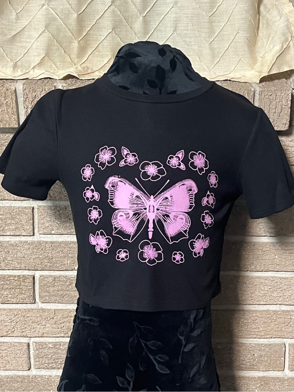 Black Butterfly Crop Top